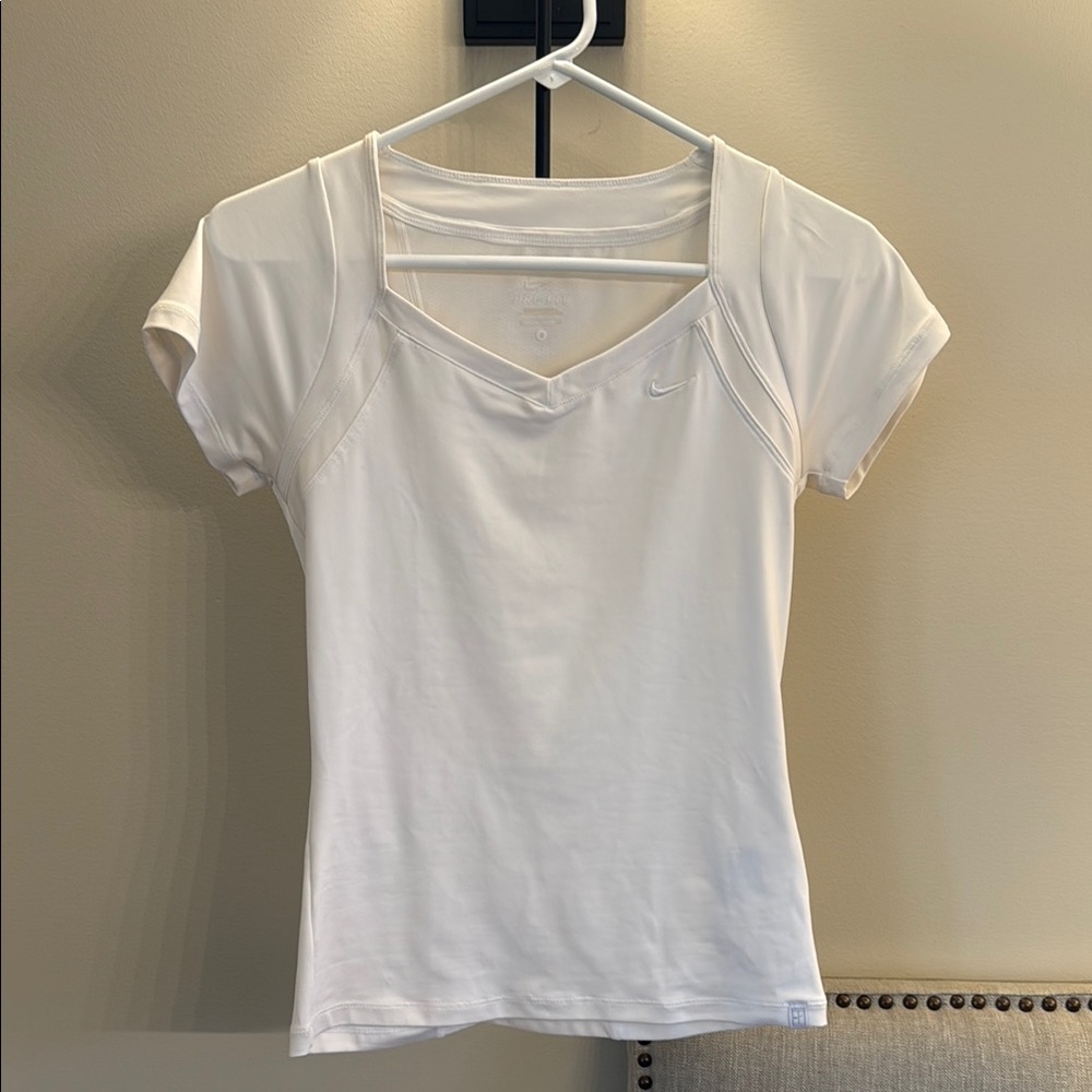 Nike White Short Sleeve V-Neck Performance Tee